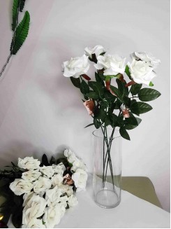 Цветок искусственный "Роза" 56см. d - 8,5см (белый), 1 штука